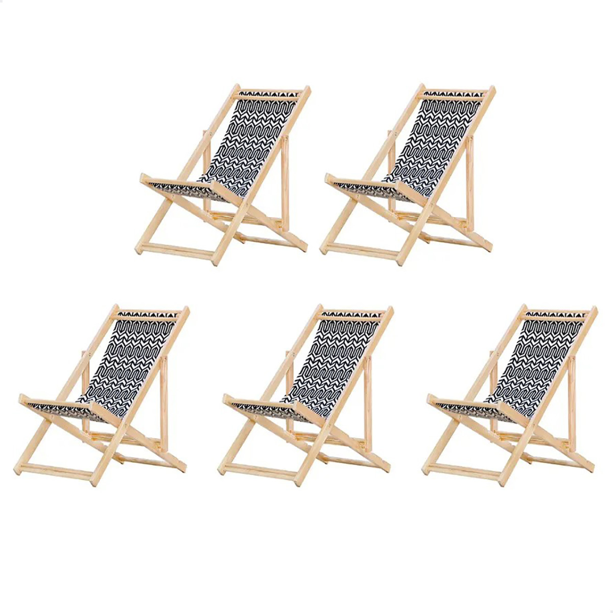 Kit 5 Cadeira Madeira Espreguiçadeira Dobrável SB-Retro