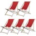 Kit 5 Cadeira Madeira Espreguiçadeira Dobrável SB-Vermelho