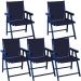 Kit 5 Cadeira Praia Dobrável Madeira Black-Azul Marinho