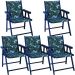 Kit 5 Cadeira Praia Dobrável Madeira Black-Folhas Verdes