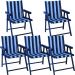 Kit 5 Cadeira Praia Dobrável Madeira Black-List Azul/Branco