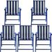 Kit 5 Cadeira Praia Dobrável Madeira Black-List Azul/Branco