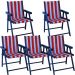 Kit 5 Cadeira Praia Dobrável Madeira Black-List Vermelho/Branco