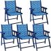 Kit 5 Cadeira Praia Dobrável Madeira Black-Triang Azul