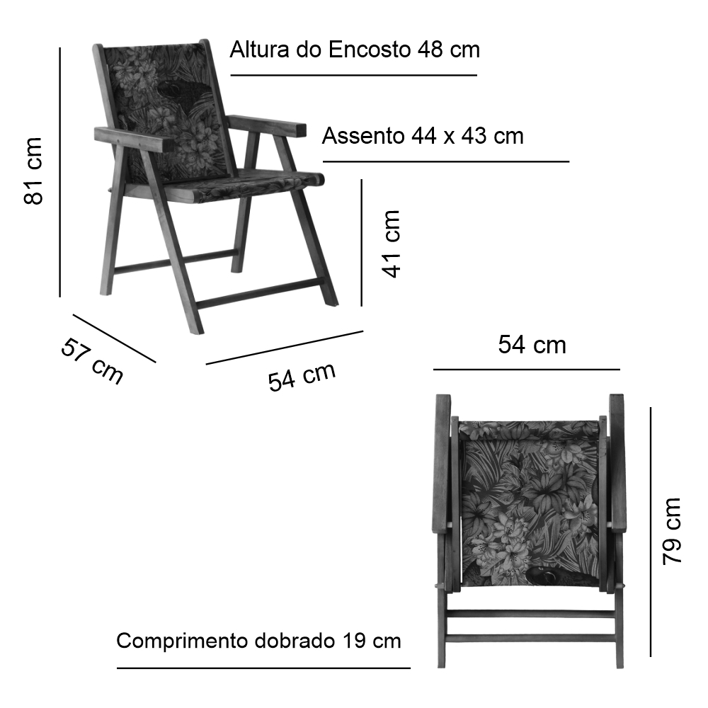 Kit 5 Cadeira Praia Dobrável Madeira Envernizada-Branco