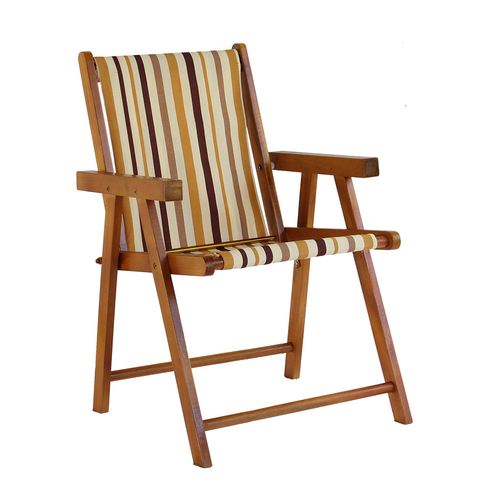 Kit 5 Cadeira Praia Dobrável Madeira Envernizada-List Marrom