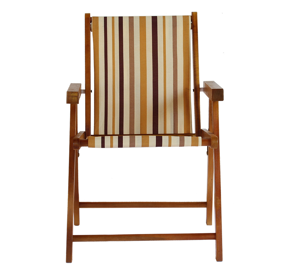 Kit 5 Cadeira Praia Dobrável Madeira Envernizada-List Marrom