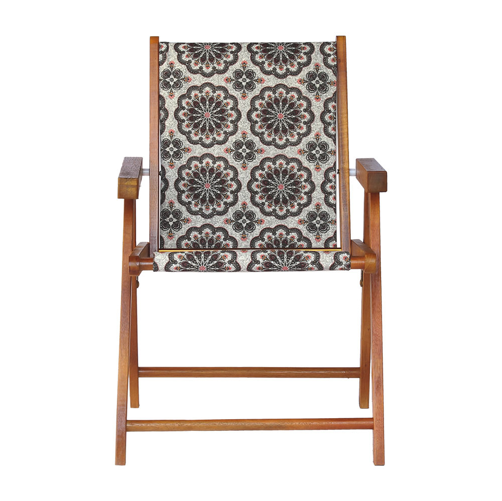 Kit 5 Cadeira Praia Dobrável Madeira Envernizada-Mandala