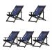 Kit 5 Espreguiçadeiras Dobrável Black CB-Azul Escuro