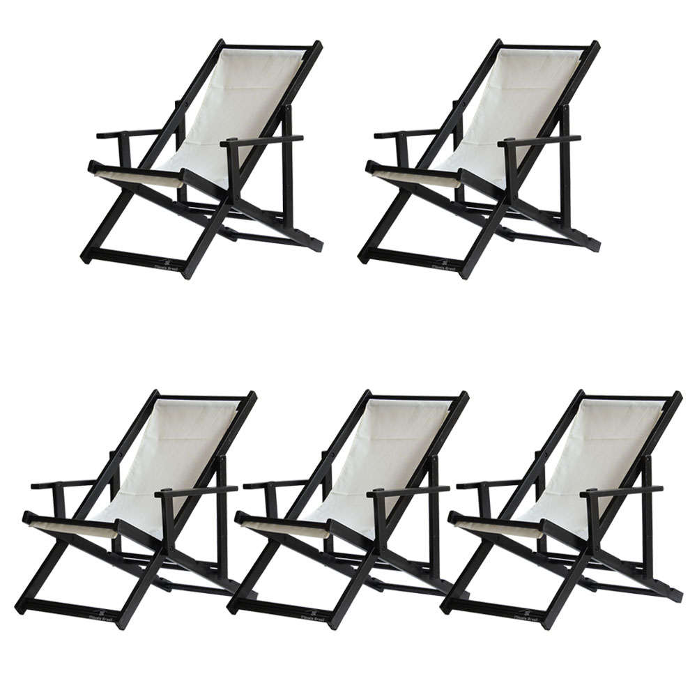 Kit 5 Espreguiçadeiras Dobrável Black CB-Branco