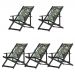 Kit 5 Espreguiçadeiras Dobrável Black CB-Folhas Verdes