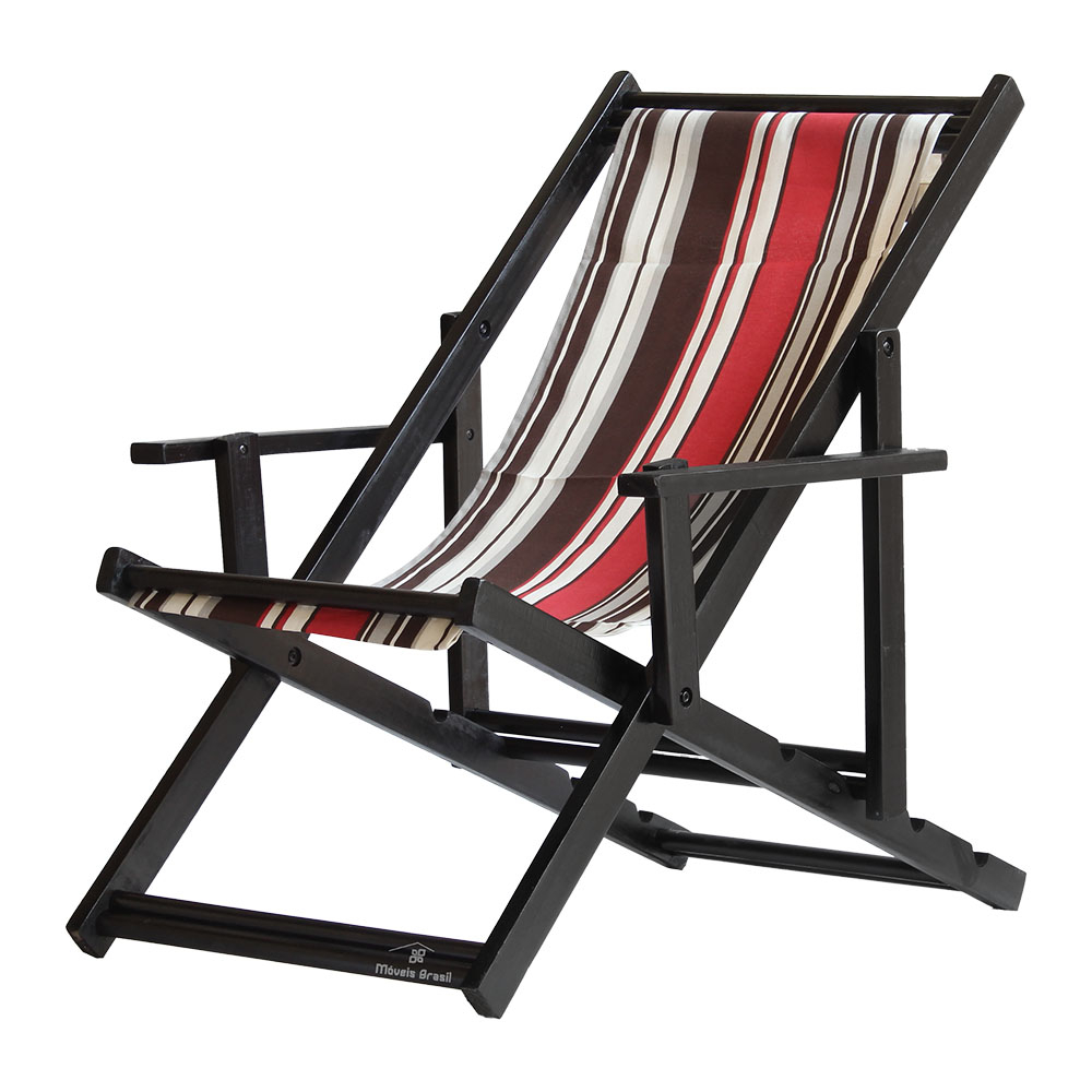 Kit 5 Espreguiçadeiras Dobrável Black CB-L Marrom/Vermelho