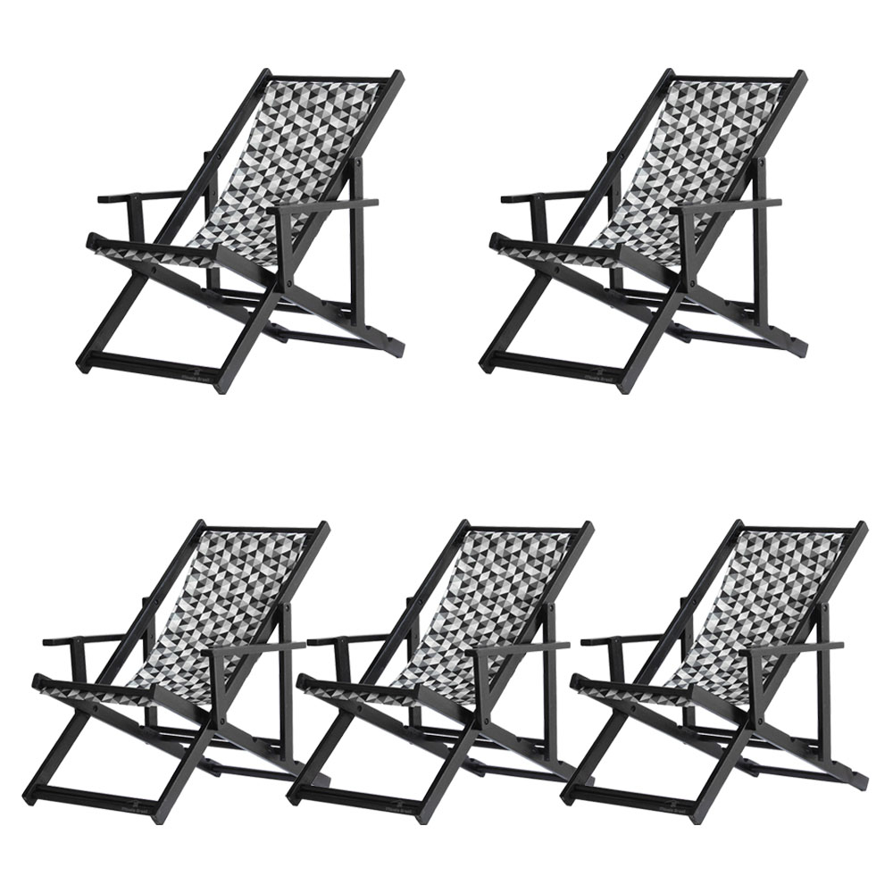 Kit 5 Espreguiçadeiras Dobrável Black CB-Triang Preto
