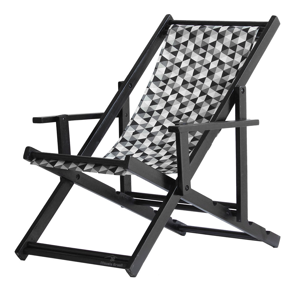 Kit 5 Espreguiçadeiras Dobrável Black CB-Triang Preto