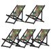 Kit 5 Espreguiçadeiras Dobrável Black SB-Folhas Verdes
