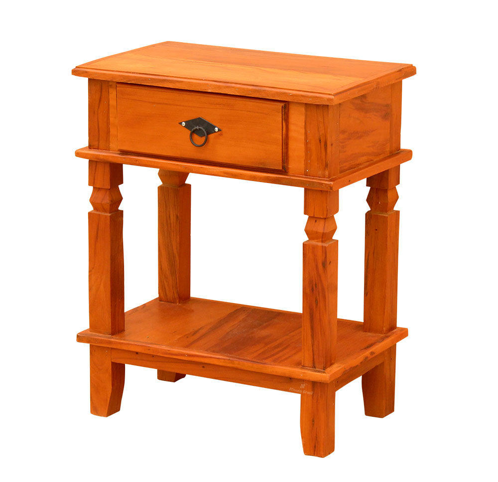 Mesa Cabeceira 55x35cm 1 Gaveta Madeira de Maciça Natural