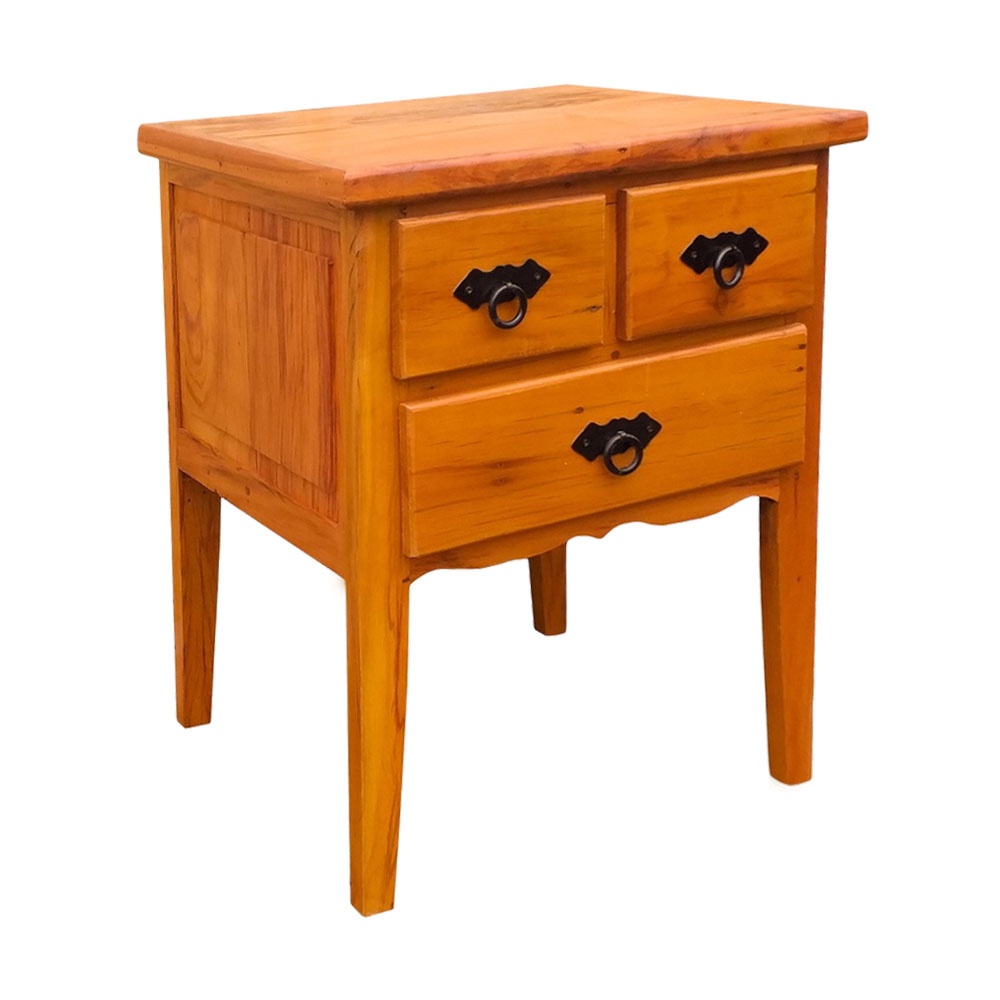 Mesa Cabeceira 60 cm 1 Gaveta Madeira de Demolição Natural