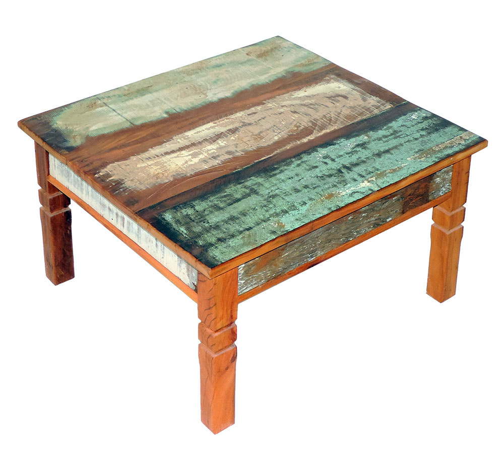 Mesa de Centro 60x60cm Madeira Maciça com Pátina