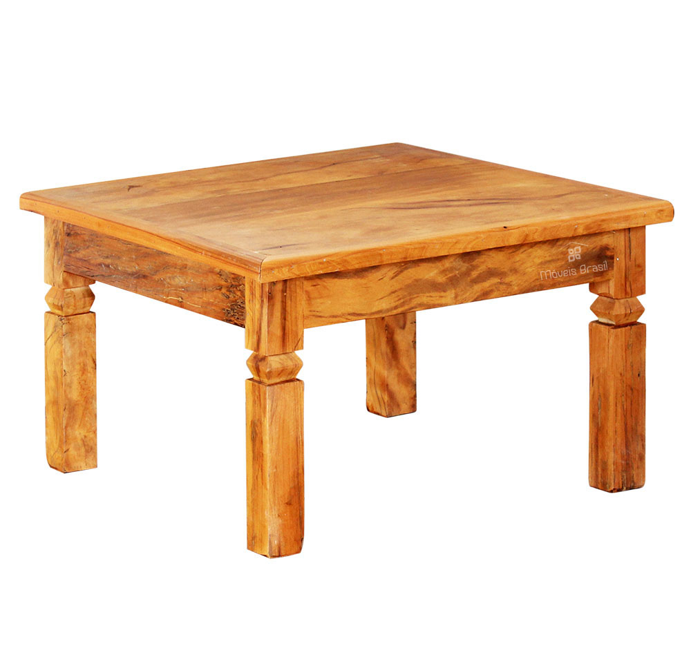 Mesa de Centro 60x60cm em Madeira Maciça Natural