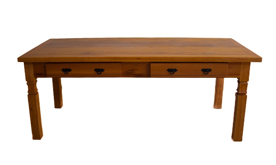 Mesa de Jantar 2 M Madeira Maciça Natural Com Gaveta - Drawer