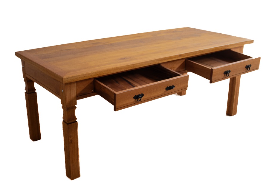 Mesa de Jantar 2 M Madeira Maciça Natural Com Gaveta - Drawer