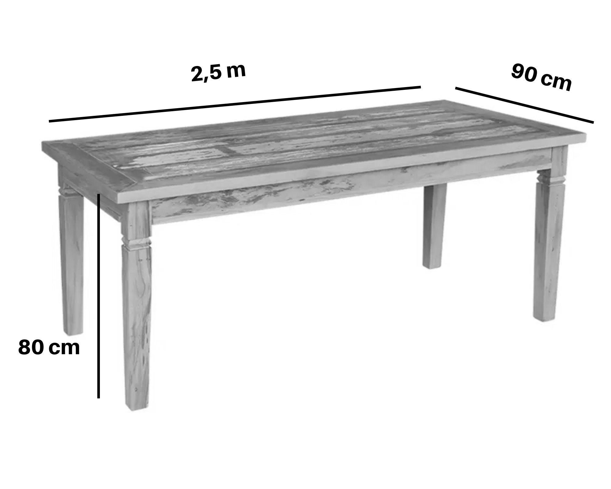 Mesa de Jantar 2,5 M Madeira de Demolição Pátina