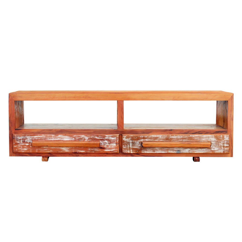 Rack Aparador Elegance 2,4M 2 Gavetas Madeira Maciça com Pátina