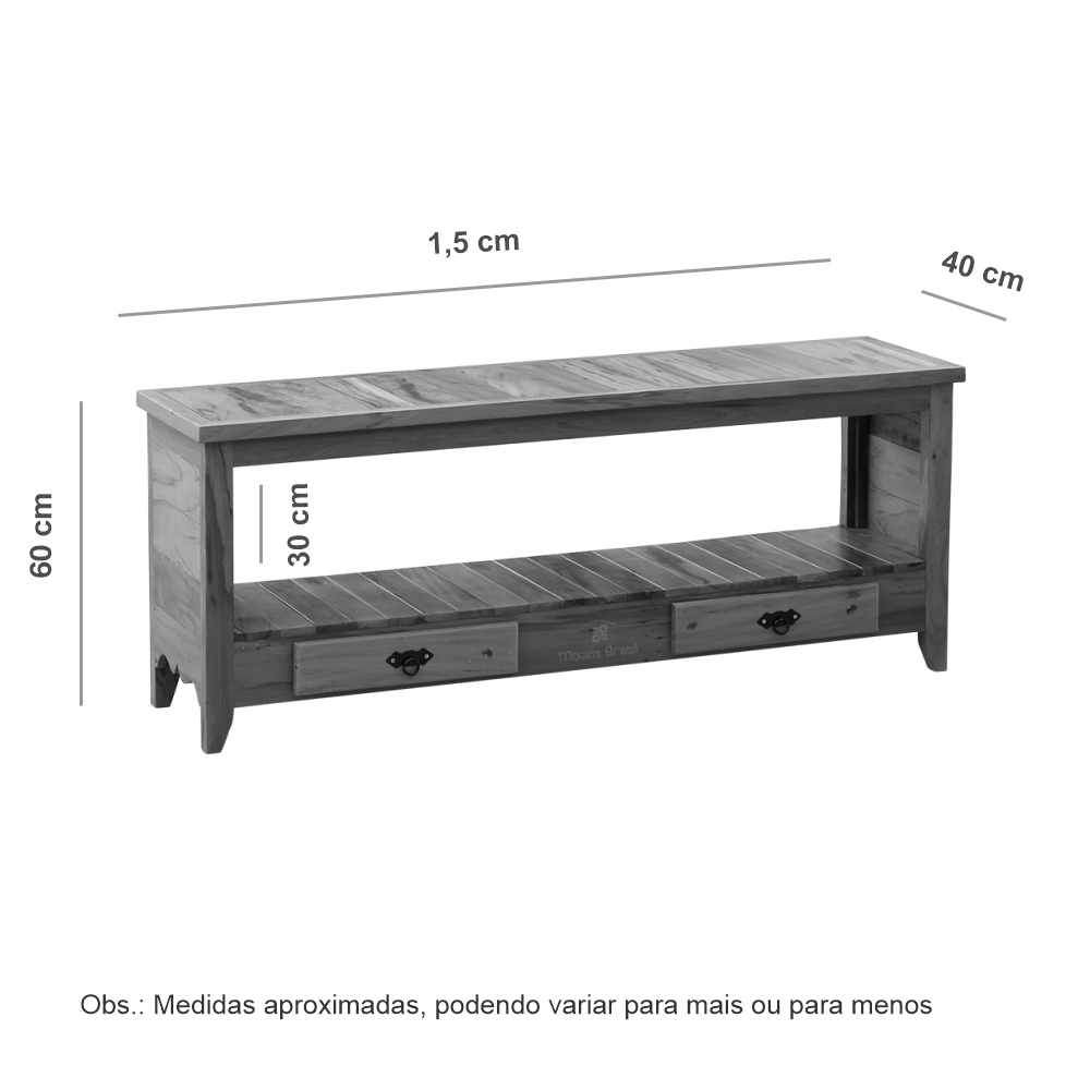 Rack Aparador Ripado 1,5 M Madeira Maciça - Pátina