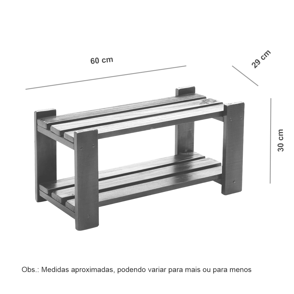 Sapateira 60 cm Madeira Maciça Ripada - Imbuia