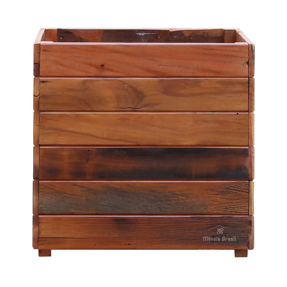 Vaso Cachepot 30 x 30 cm Madeira Demolição Natural