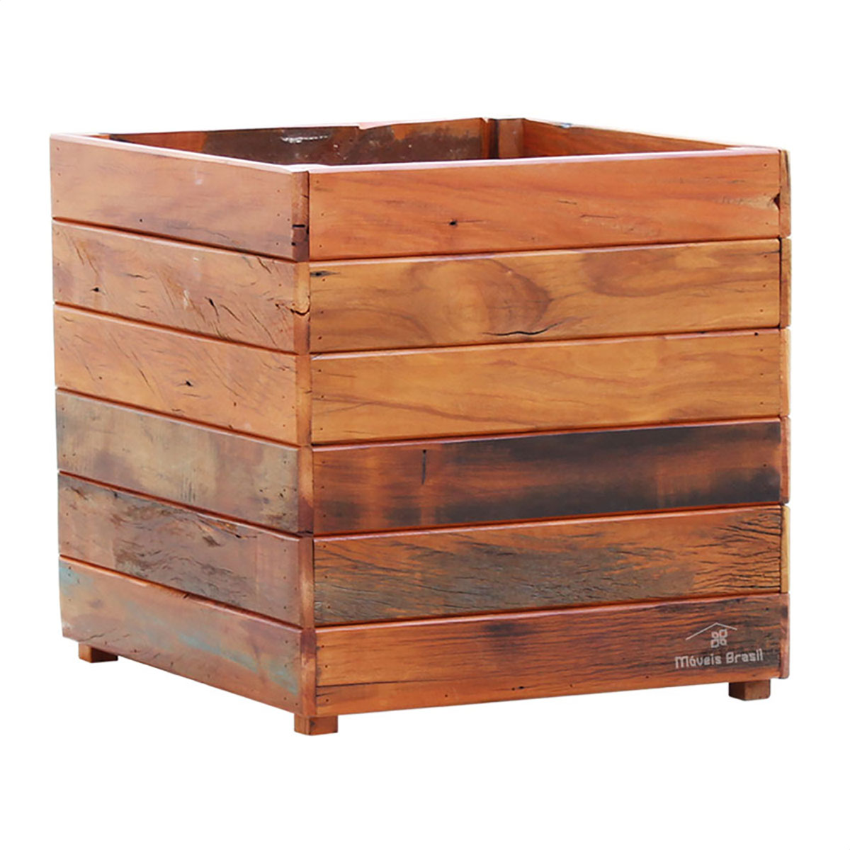 Vaso Cachepot 30 x 30 cm Madeira Demolição Natural