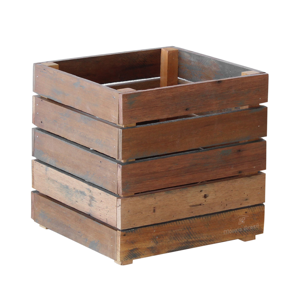 Vaso Cachepot 30 x 30 cm Madeira Demolição Natural