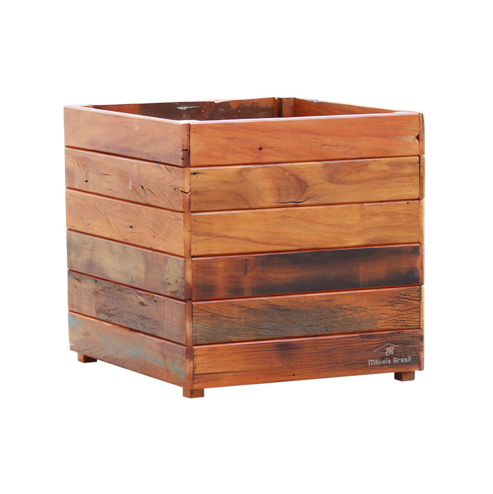Vaso Cachepot 50 x 50 cm Madeira Demolição Natural