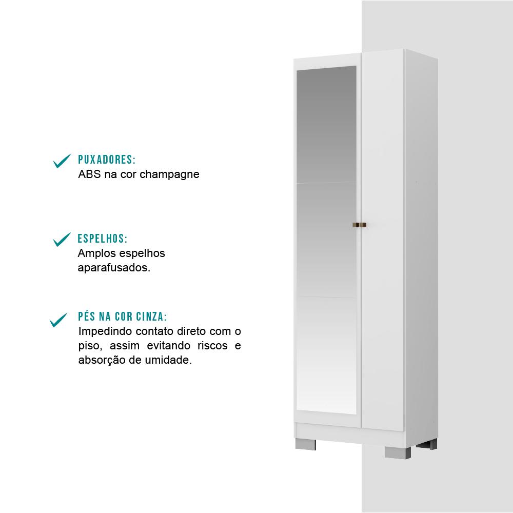 Armário Utilitário Multiuso 2 Portas Espelho Branco Carraro