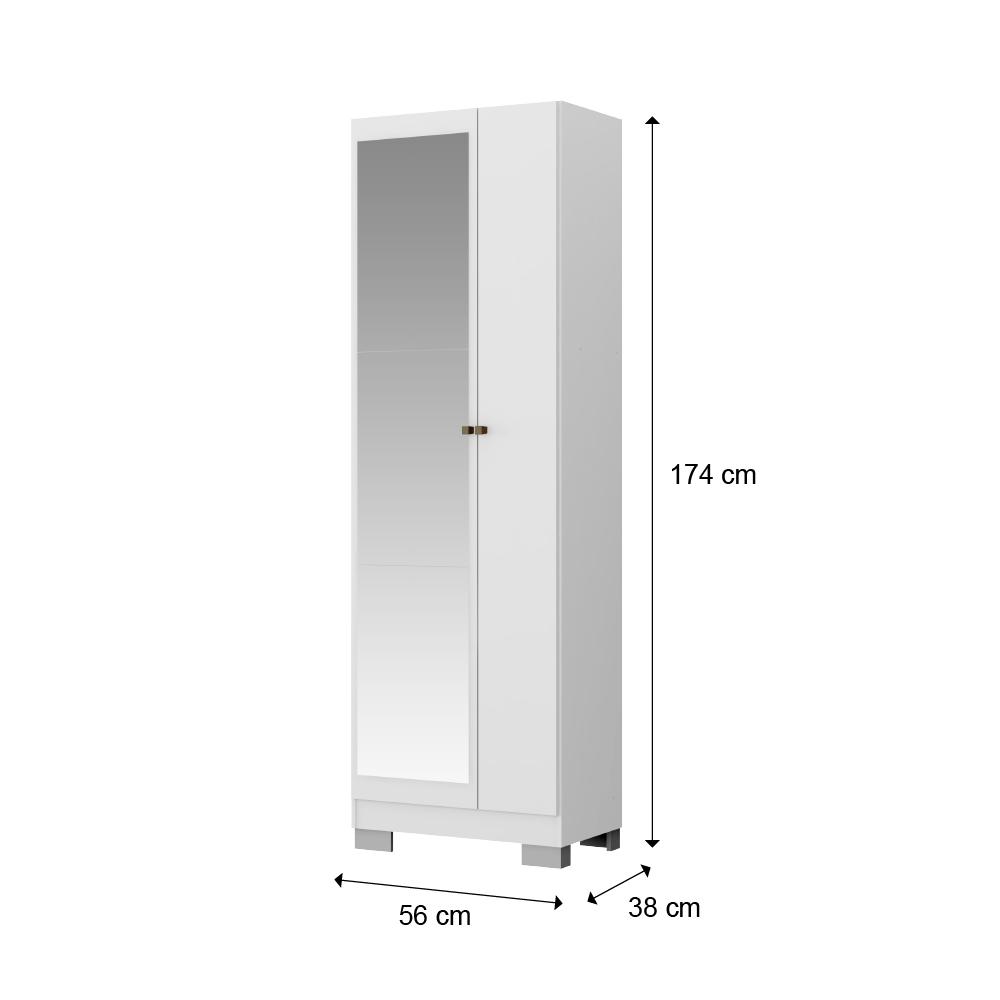 Armário Utilitário Sapateira 2 Portas Espelho Branco Carraro