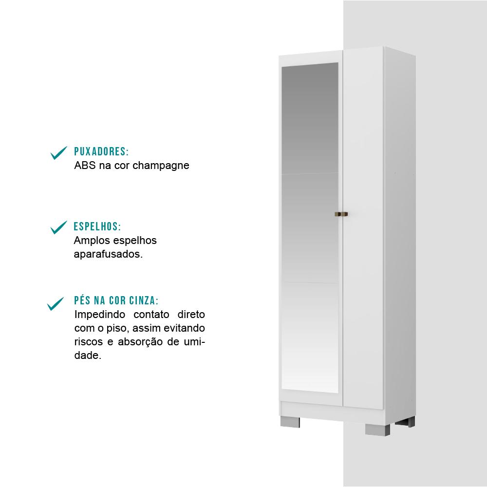 Armário Utilitário Sapateira 2 Portas Espelho Branco Carraro