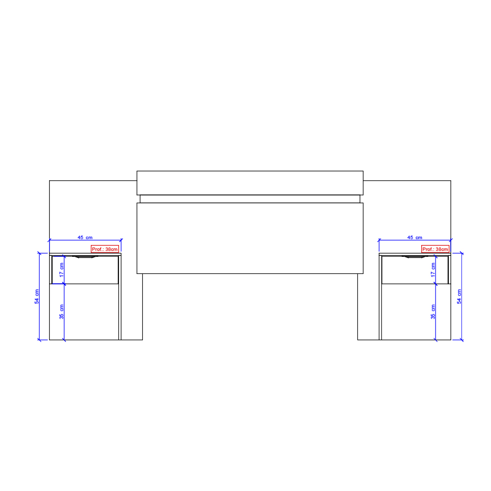 Cabeceira Casal Extensível e Mesa Lateral 1114 Carraro - Legno