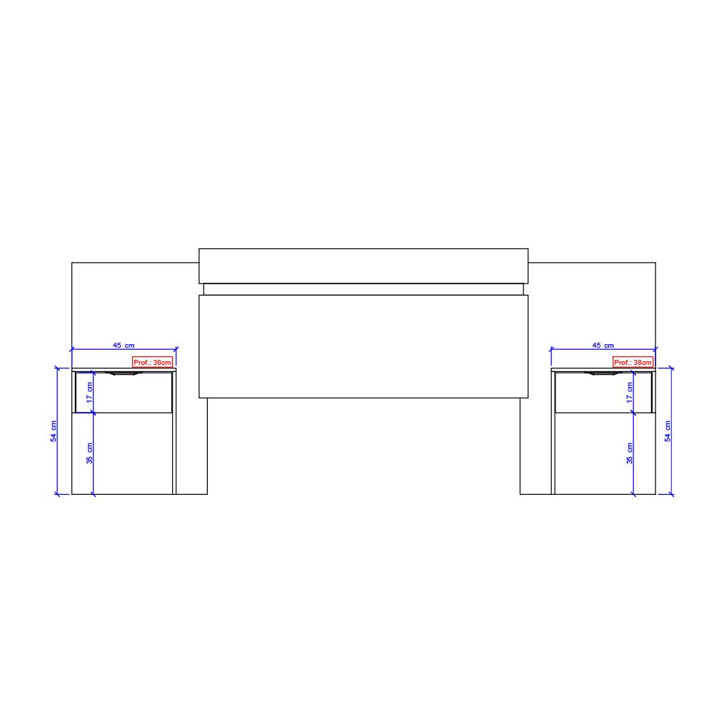 Cabeceira Casal Extensível e Mesa Lateral Madeirada Carraro
