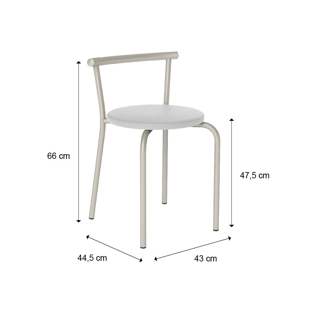 Conjunto 2 Banquetas 105 Tubo Prata Napa Branca Carraro