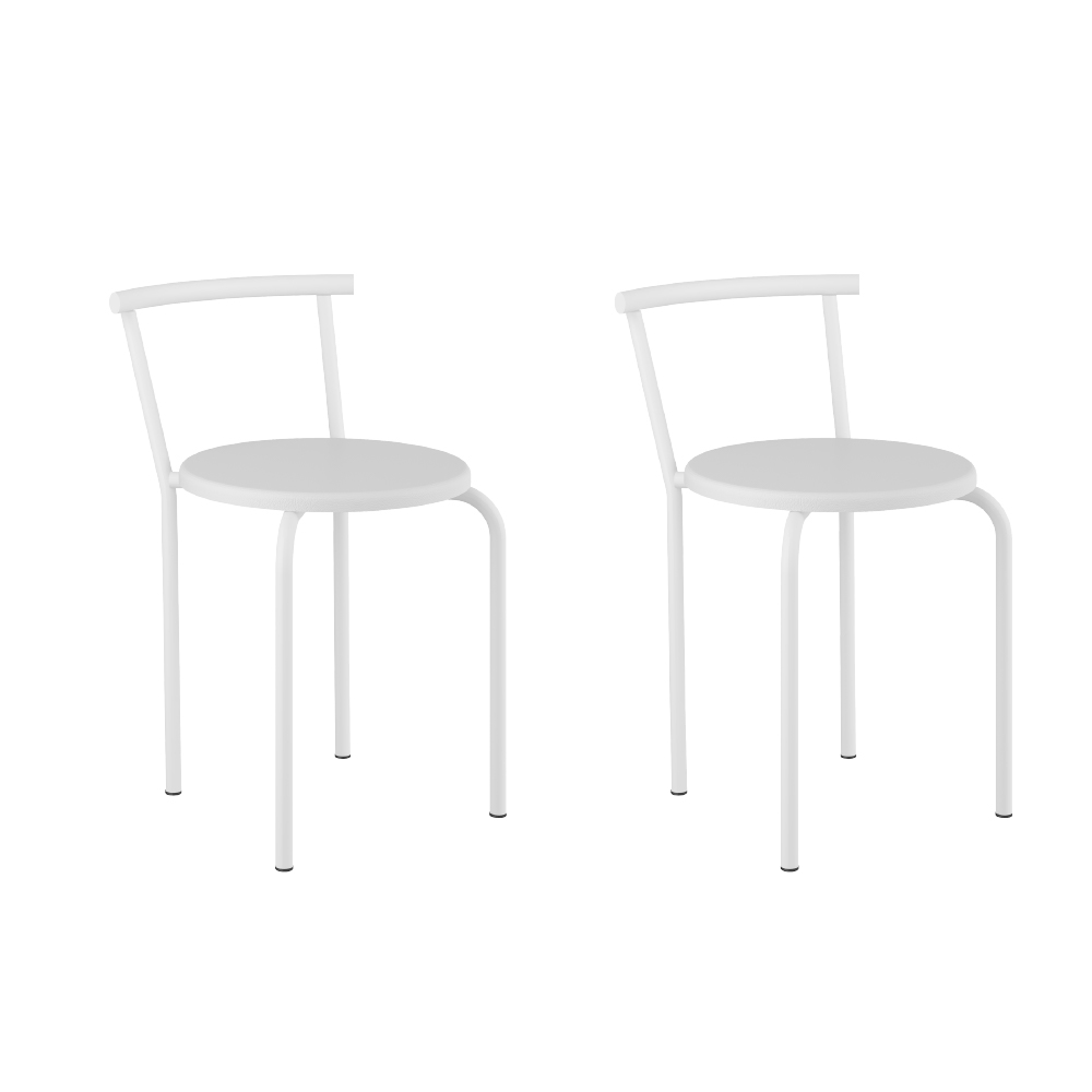 Conjunto 2 Banquetas Tubo Branco Napa Branca Carraro