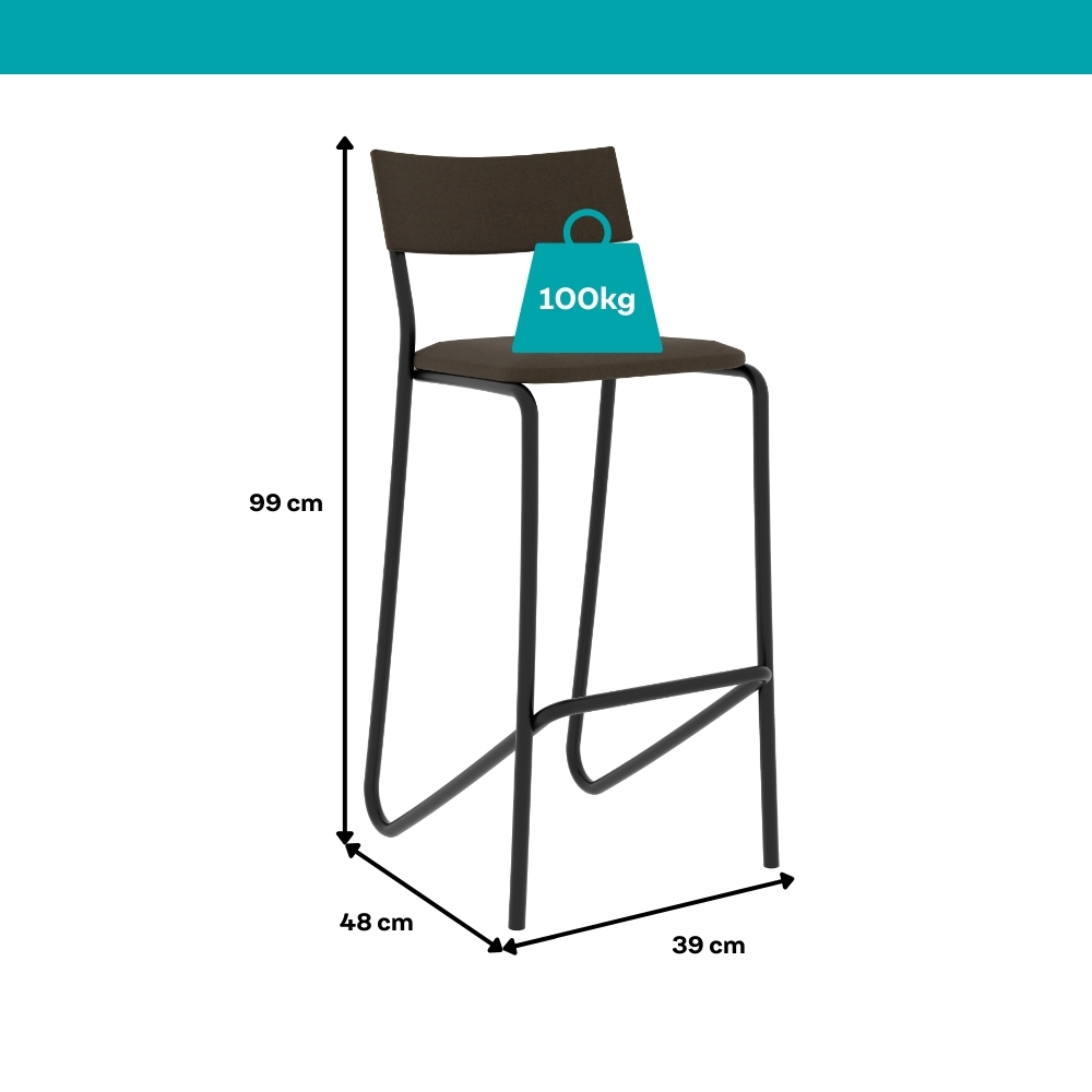 Conjunto 2 Banquetas Tubo Preto Tecido Ônix Carraro
