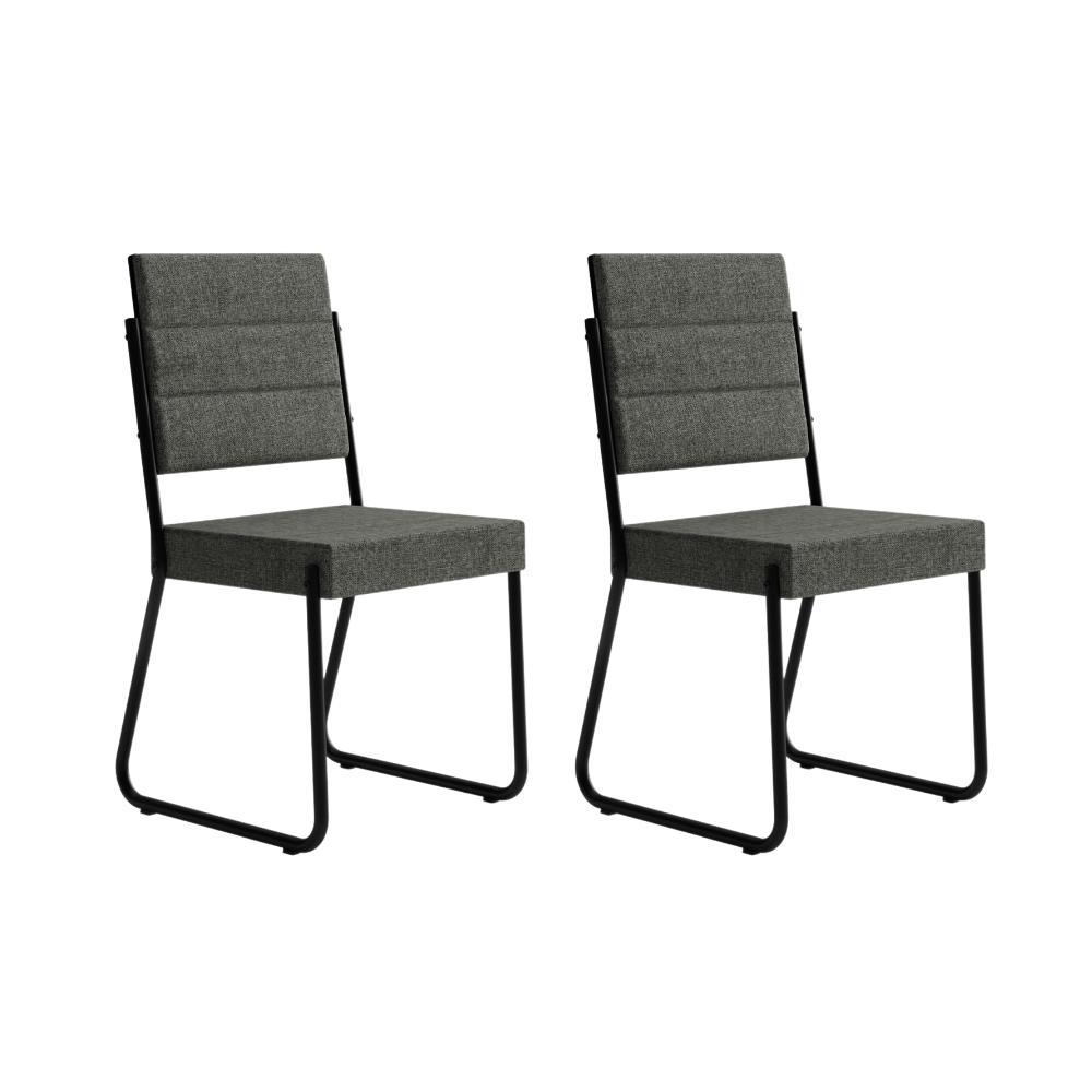 Conjunto 2 Cadeiras de Jantar 1736 Carraro Preto/Cinza