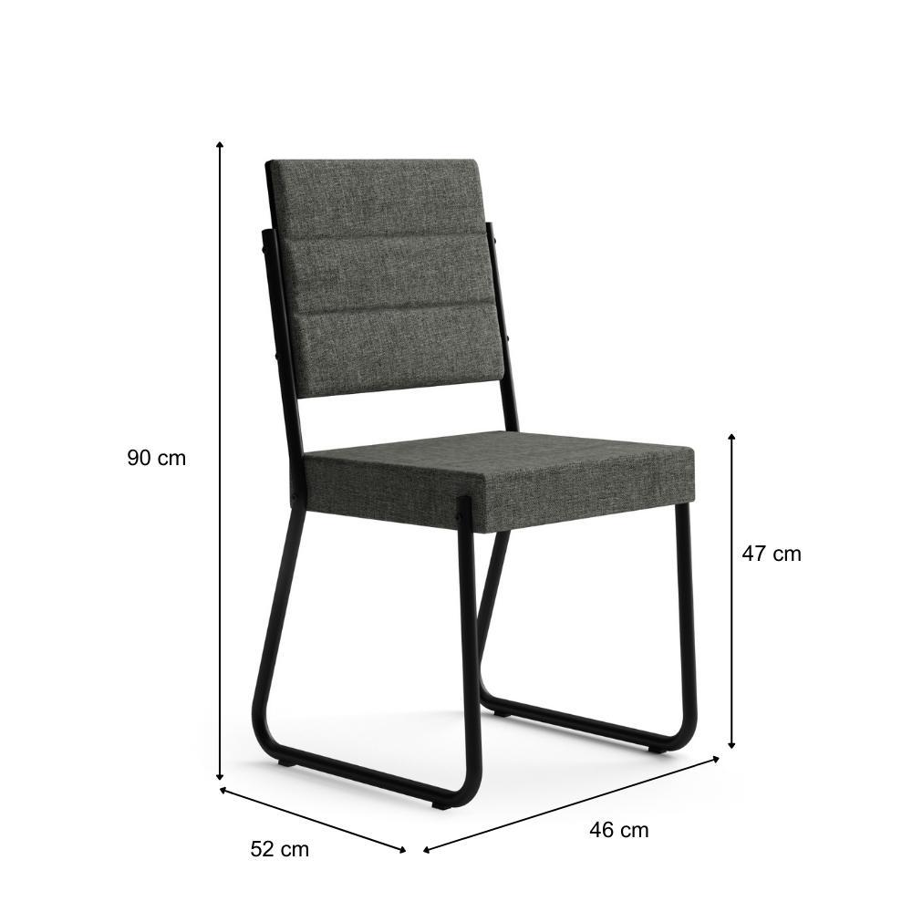 Conjunto 2 Cadeiras de Jantar 1736 Carraro Preto/Cinza