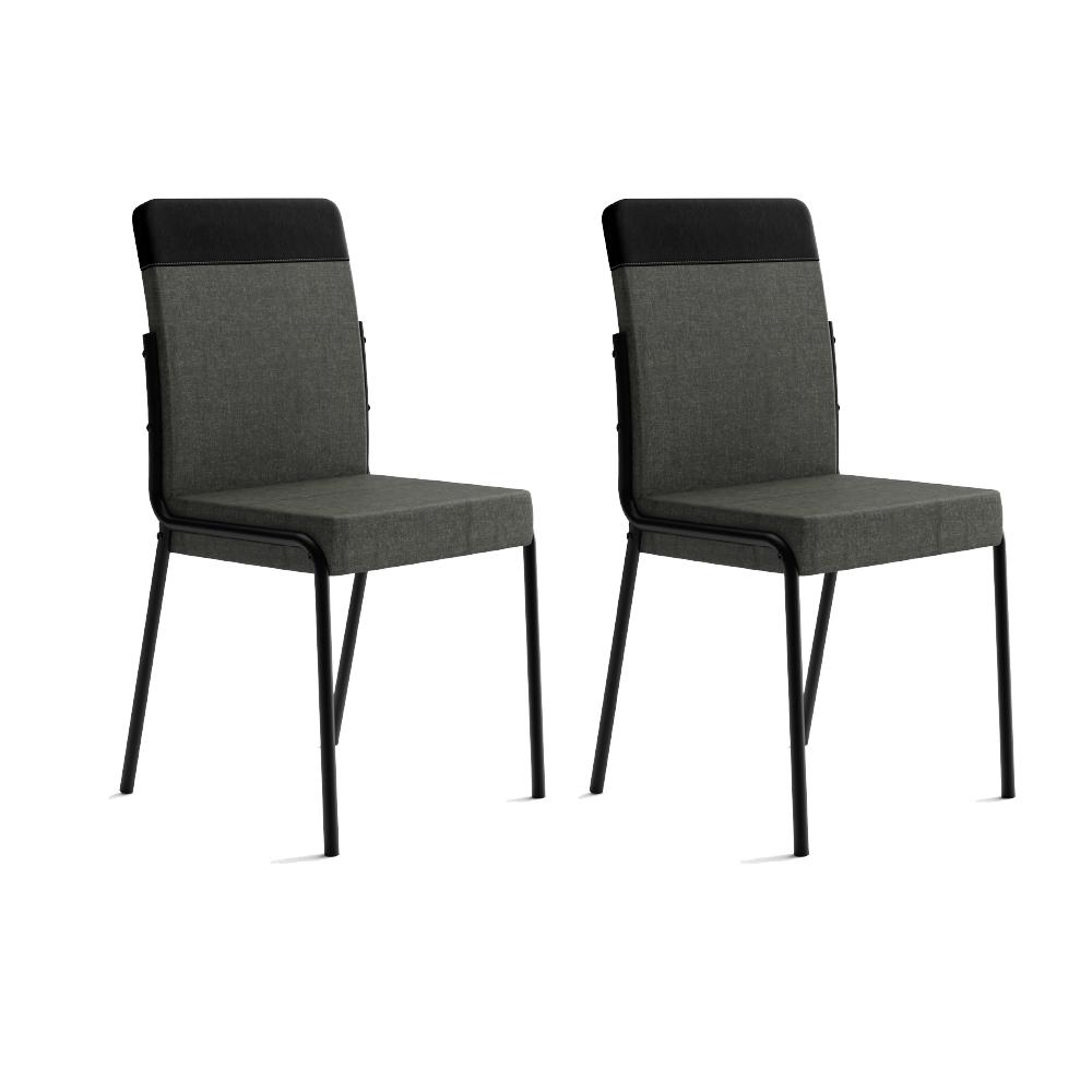 Conjunto 2 Cadeiras de Jantar Duo 1739 Carraro Grafite/Preto