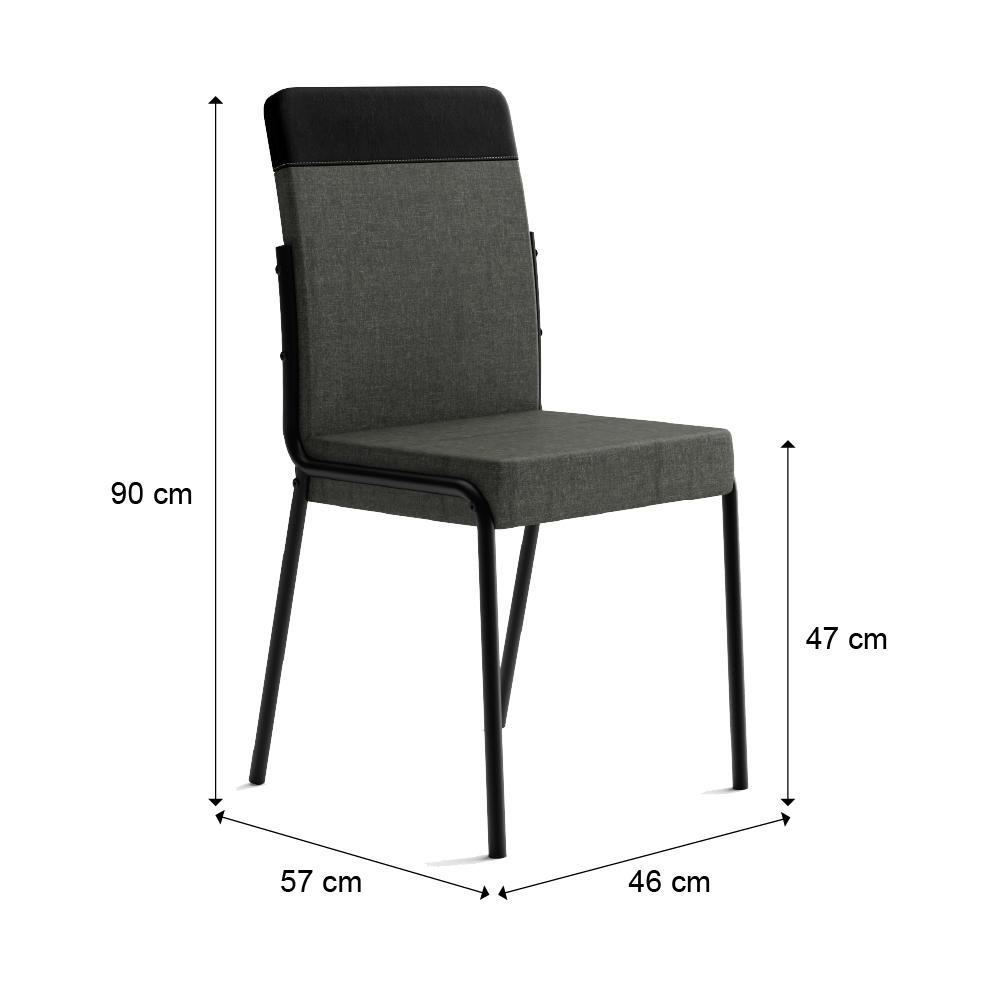 Conjunto 2 Cadeiras de Jantar Duo 1739 Carraro Grafite/Preto