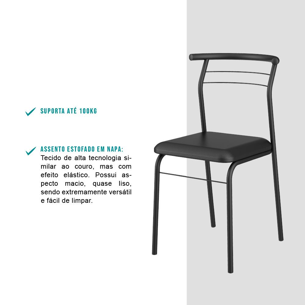 Conjunto 4 Cadeiras de Jantar 1708 Carraro Preto