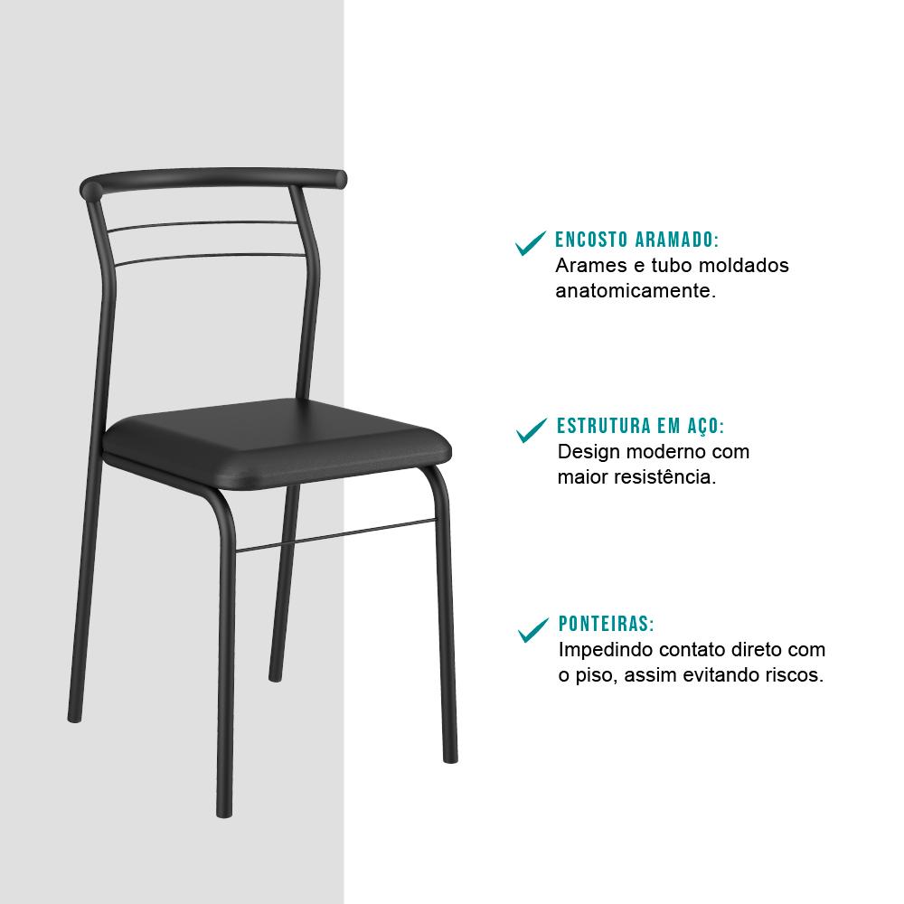 Conjunto 4 Cadeiras de Jantar 1708 Carraro Preto