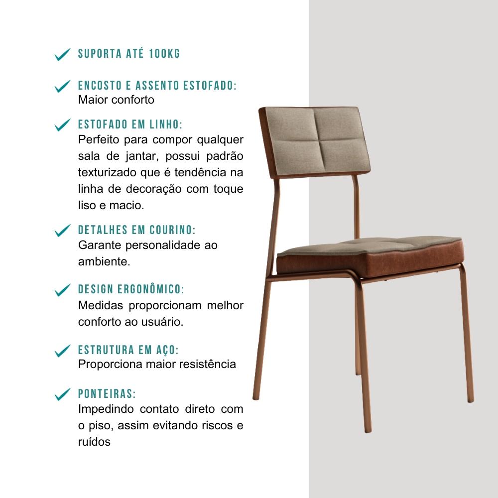 Conjunto Sala de Jantar Nairóbi 4 Cadeiras Carraro Areia/Rose/Nogal