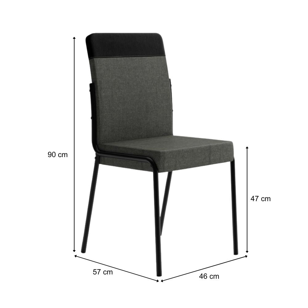 Conjunto Sala de Jantar Seul 4 Cadeiras Carraro Grafite/Preto/Nogal