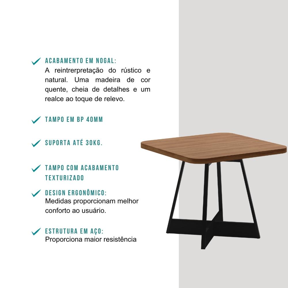 Conjunto Sala de Jantar Seul 4 Cadeiras Carraro Grafite/Preto/Nogal